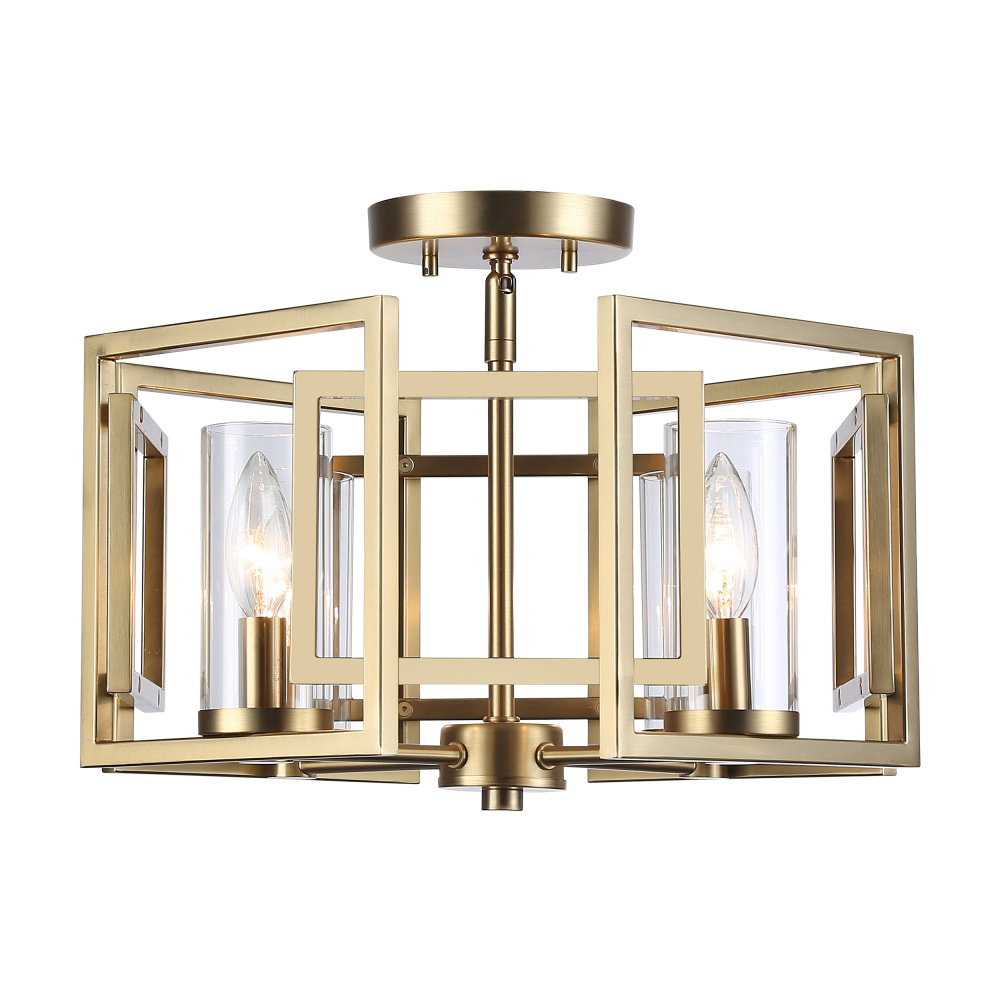 Golden Lighting Marco 4-light Flush Mount in Brushed Champagne Brass